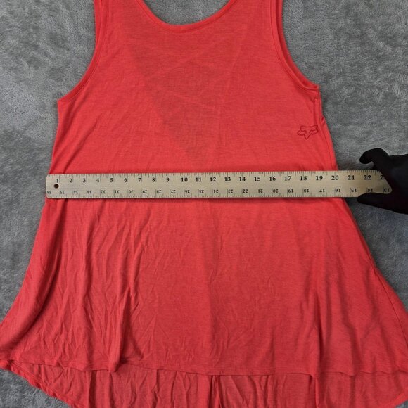 Fox Tank Top Womens Medium Coral High Low Scoop Neck Crisscross Back Tunic Logo - Picture 10 of 11